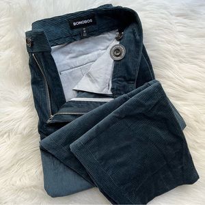 New Bonobos Men’s Stretch Pleated Corduroy Pants Cords Regular 32 Teal